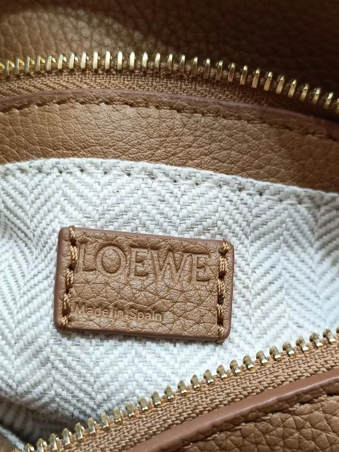 Loewe Mini Puzzle Bag in Soft Grained Calfskin Toffee